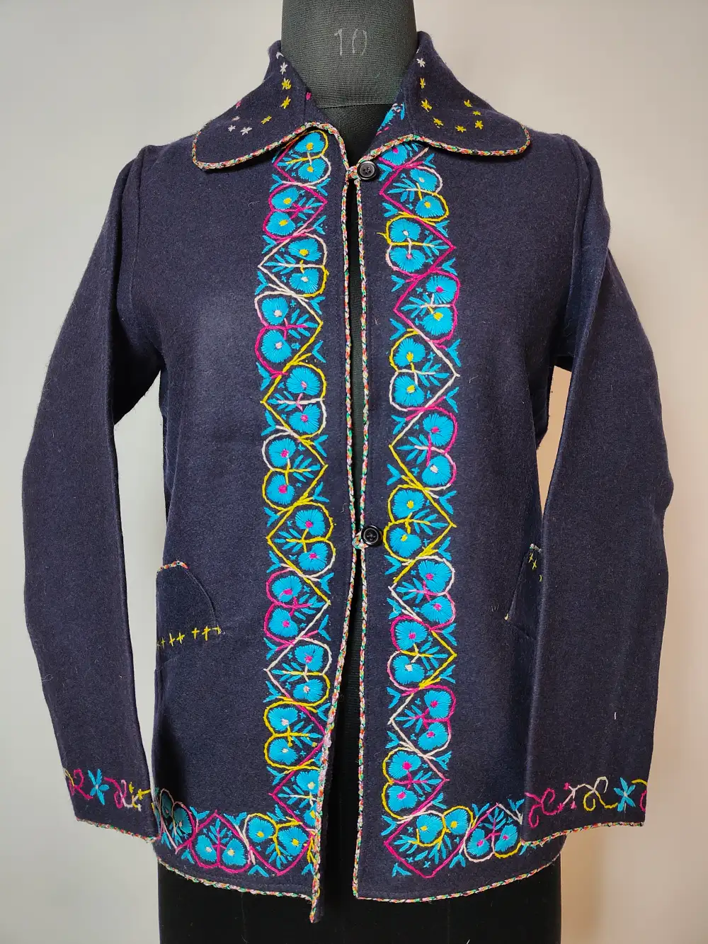 Rahat Black Blazer Tweed Waist Coat with Hand Aari Embroidery