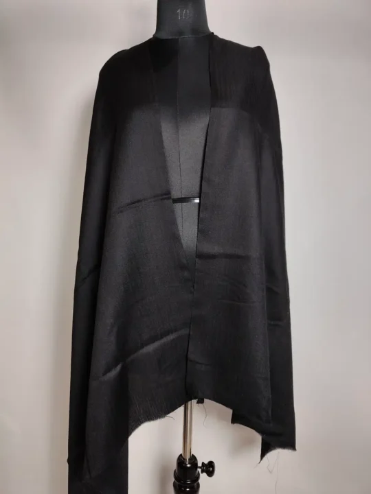 Kashmiri Black Plain Stole in Fine Wool