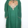 Green Nafees Raffal Wool Pheran With Botte Tilla Embroidery