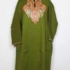 Mehndi Green Raffal Wool Pheran With Botte Tilla Embroidery Shan