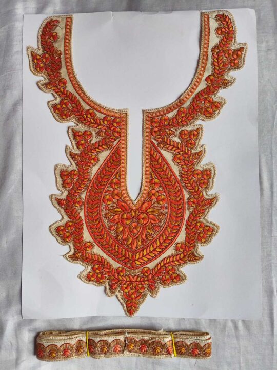 Olive Green Patch with Lace | Sozni Embroidery