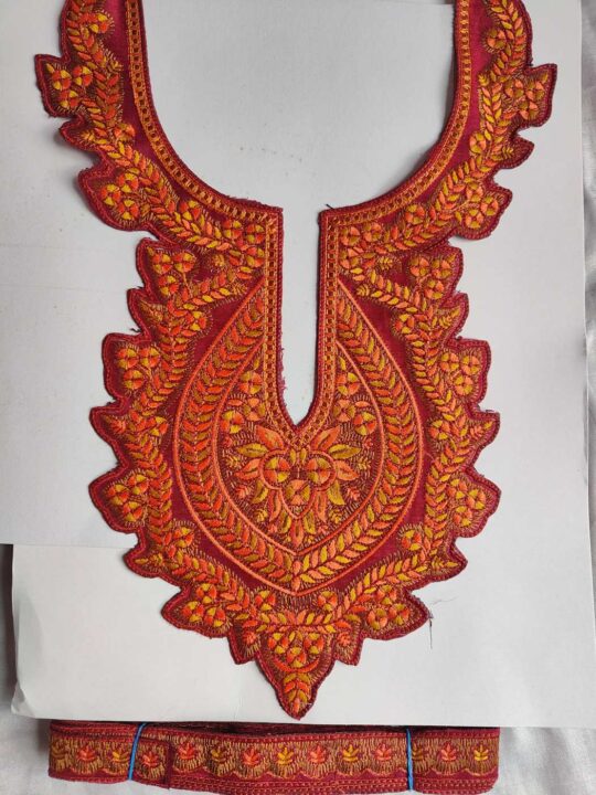 Maroon Patch with Lace | Sozni Embroidery
