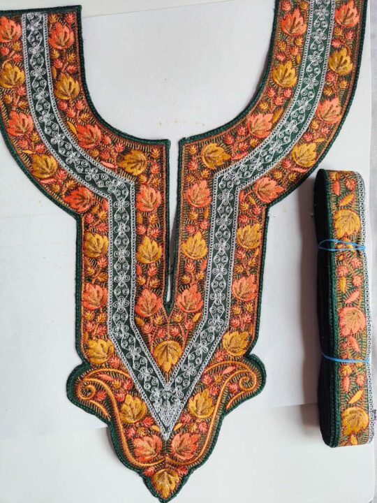 Tafseer Dark Green Patch with Lace | Sozni and Tilla Embroidery