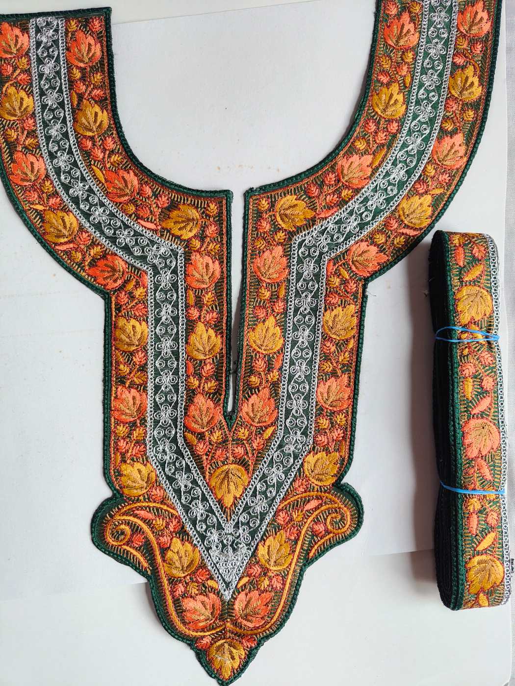 Tafseer Dark Green Patch with Lace | Sozni and Tilla Embroidery