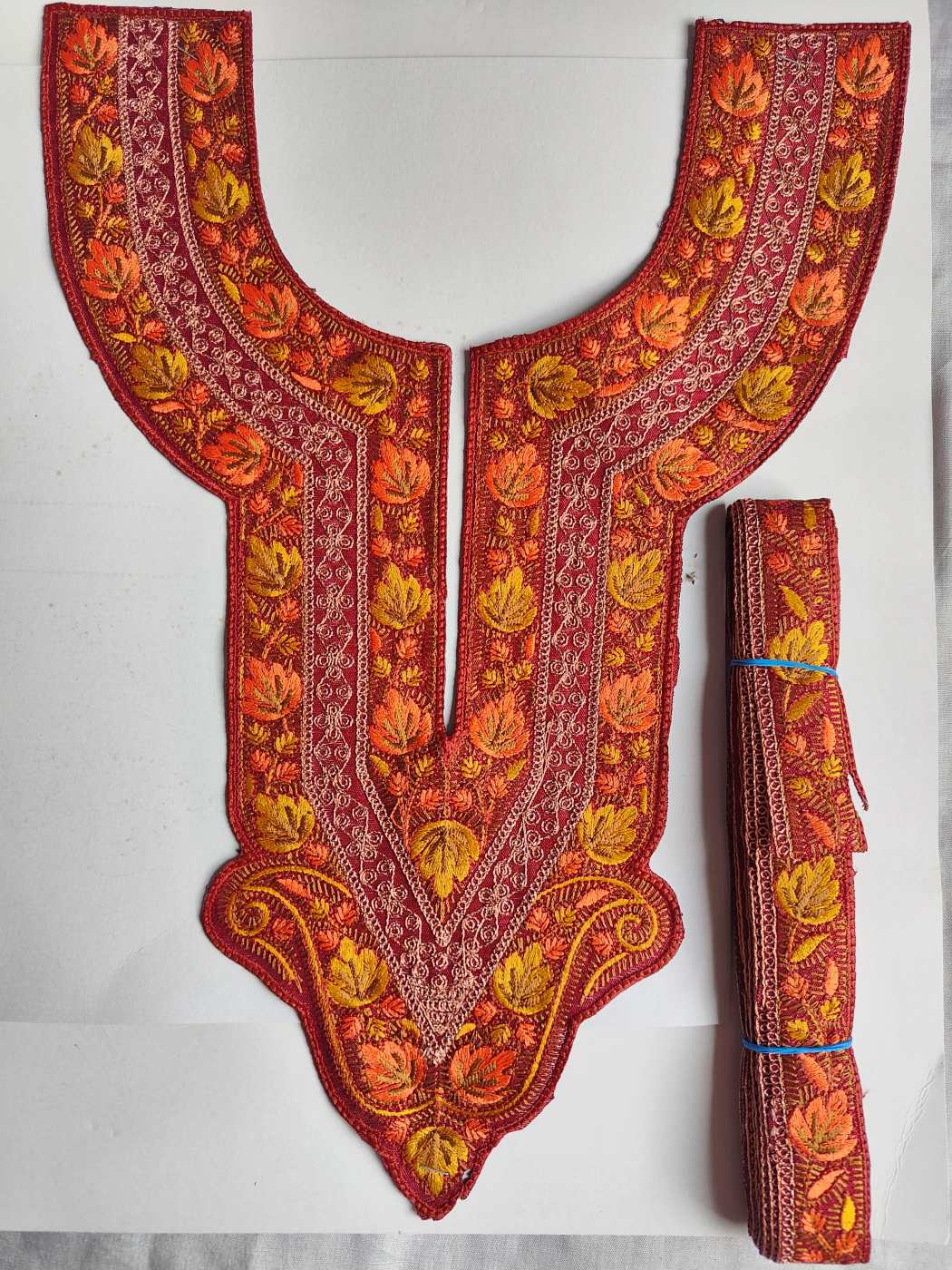 Zeenat Maroon Patch with Lace | Sozni and Tilla Embroidery