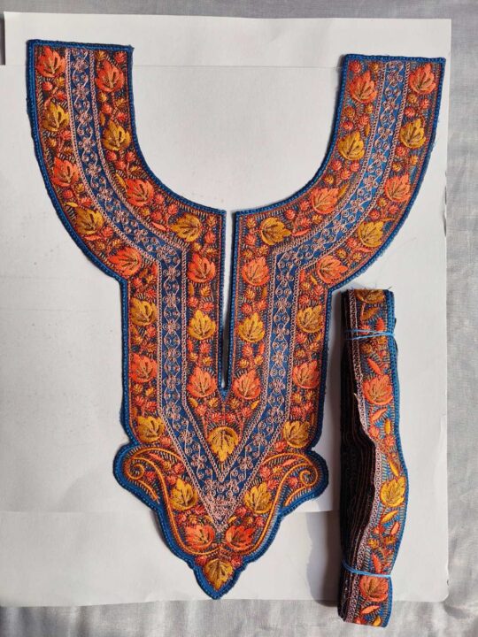 Ijazat Royal Blue Patch with Lace | Sozni and Tilla Embroidery