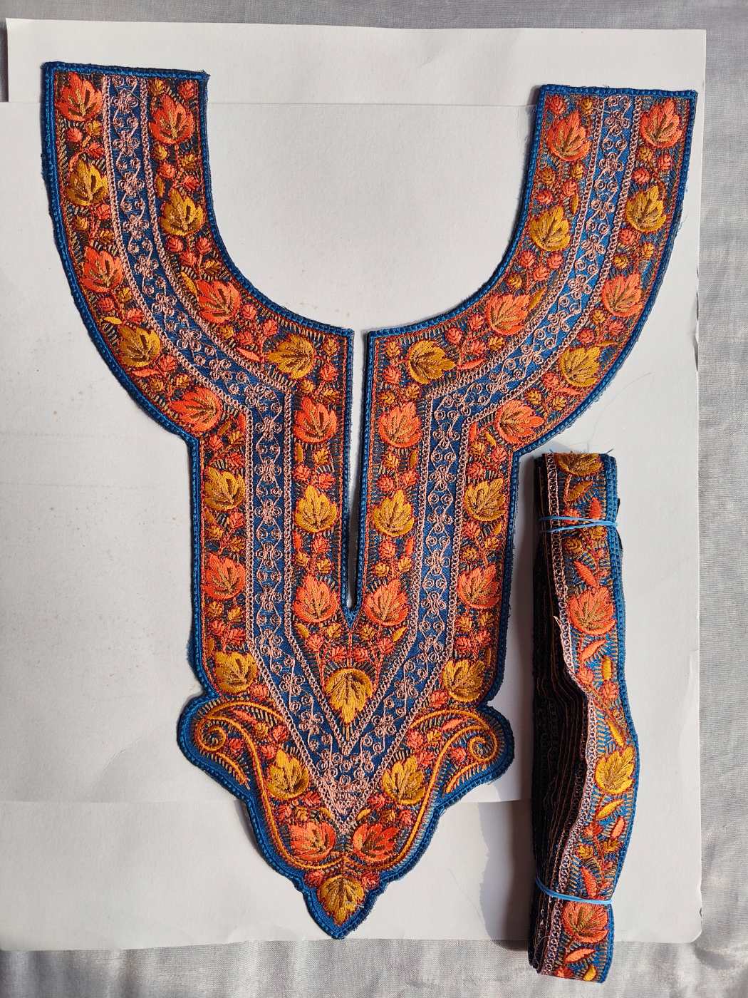 Ijazat Royal Blue Patch with Lace | Sozni and Tilla Embroidery