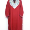 Maroon Cashmilon Wool Nishat Bagh Pheran With Aari Embroidery