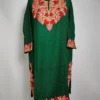 Dark Green Cashmilon Wool Pheran Nigeen With Aari Embroidery
