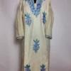White Nigeen Cashmilon Wool Pheran With Aari Embroidery