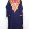 Dark Blue Cashmilon Wool Nishat Bagh Pheran With Aari Embroidery