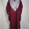 Maroon Nigeen Cashmilon Wool Pheran With Aari Embroidery