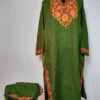 Green 2pc Long Kurti Set in Cashmilon Wool with Aari Embroidery Naziyah