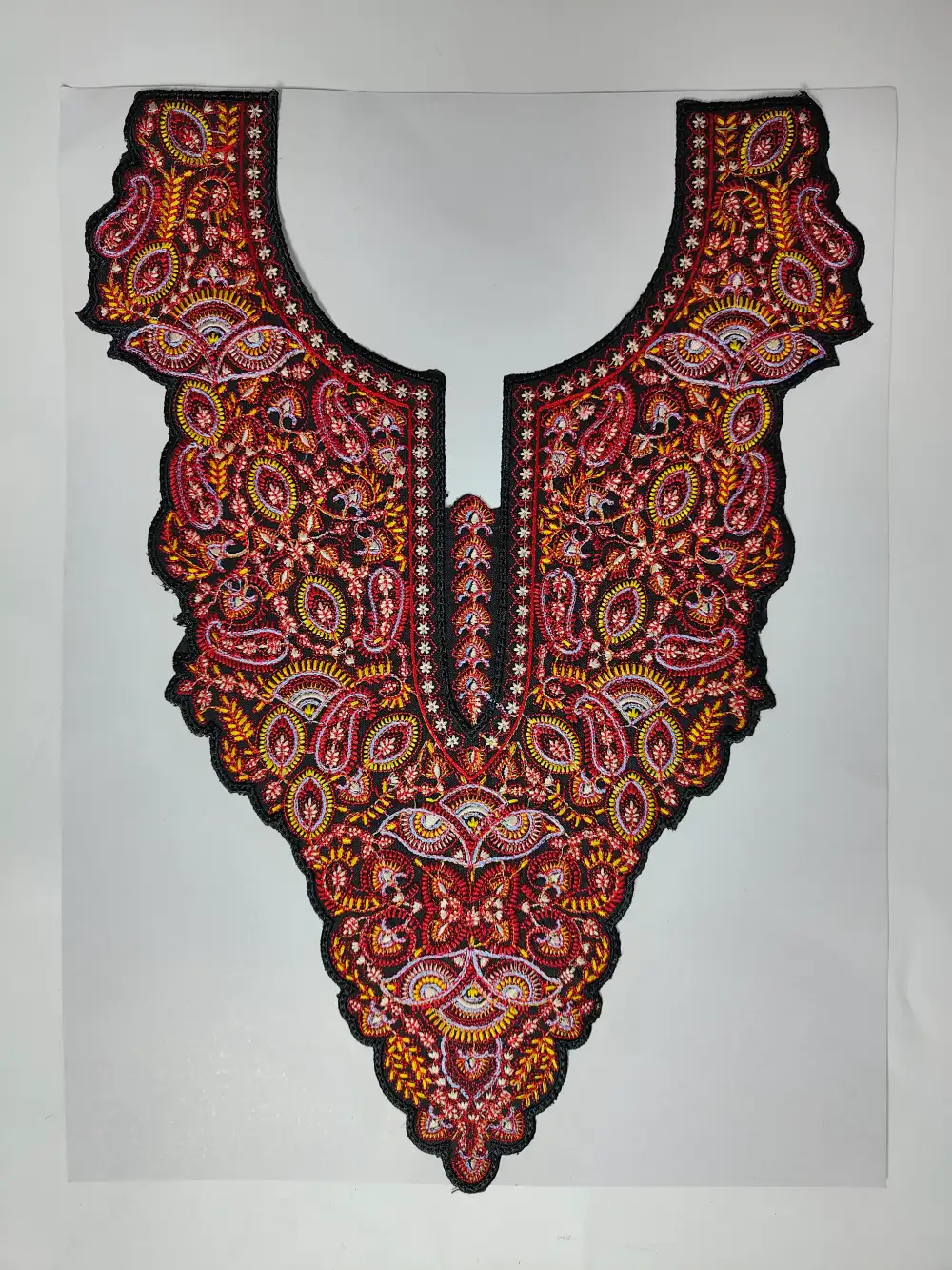 Nigar Black Patch with Sozni Embroidery with Lace