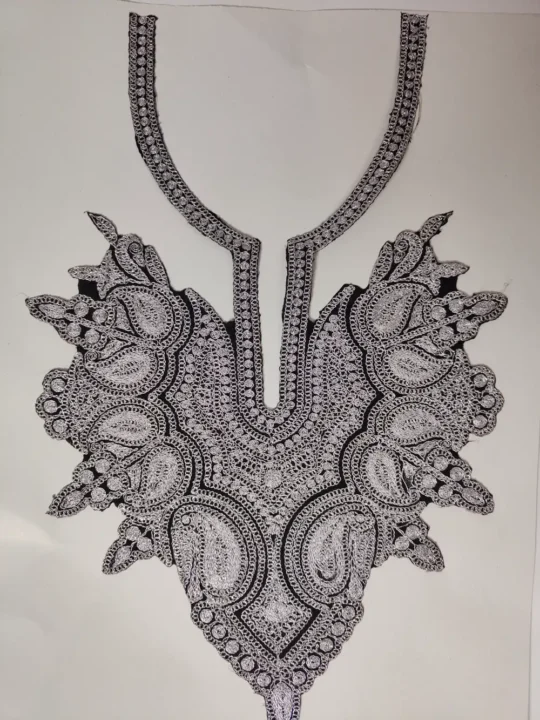 Hayat Black Patch with Copper Tilla Embroidery