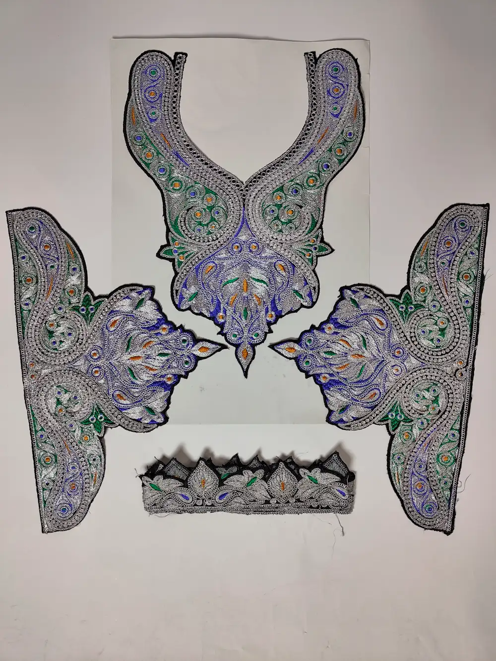 Black Patch with Copper Tilla Embroidery with Sleeves and Lace Sabr