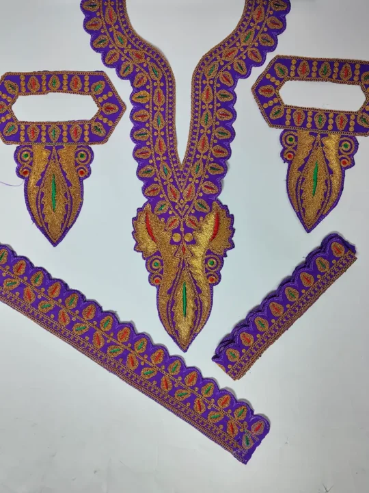 Dabr Violet Patch with Golden Tilla Embroidery with Sleeves and Lace