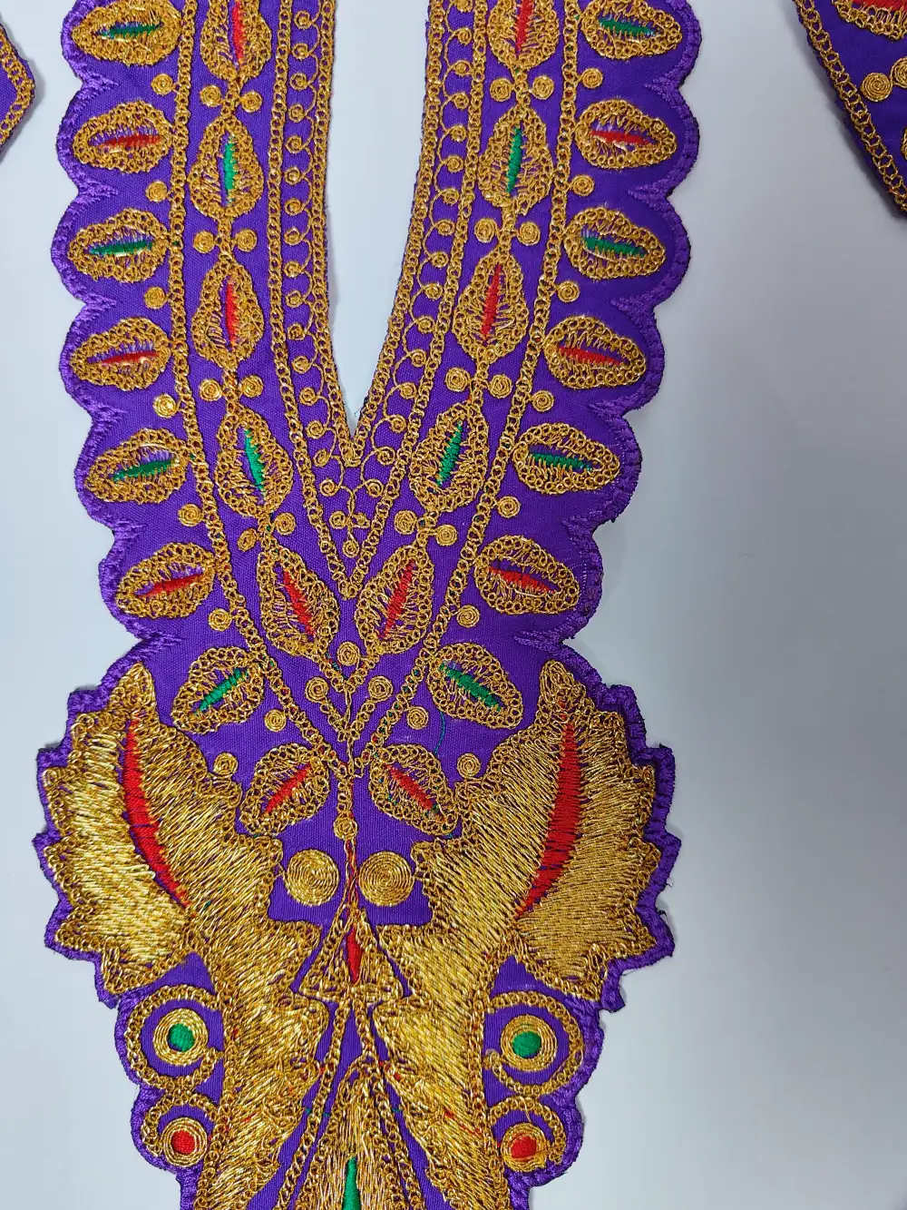 Sabr Violet Patch with Golden Tilla Embroidery with Sleeves and Laces - Image 2