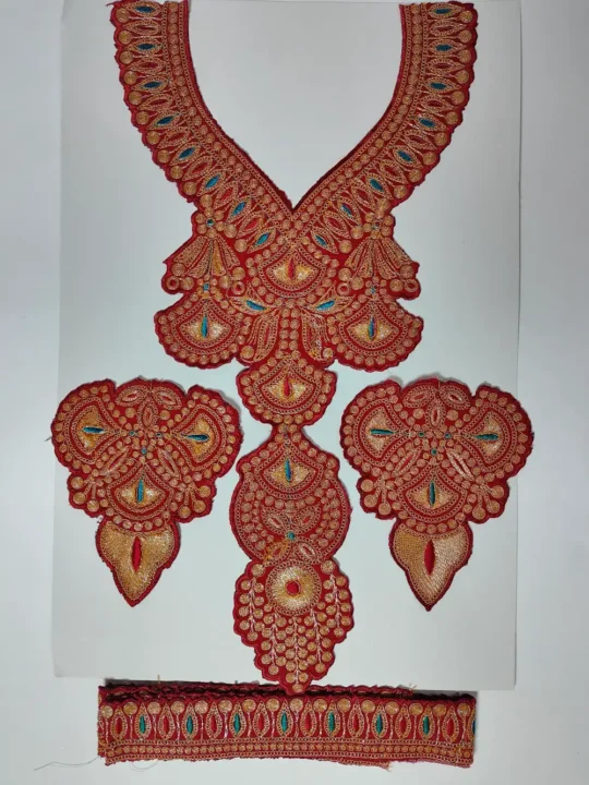 Mohabat Dark Red Patch with Silver Tilla Embroidery with Sleeves and Lace