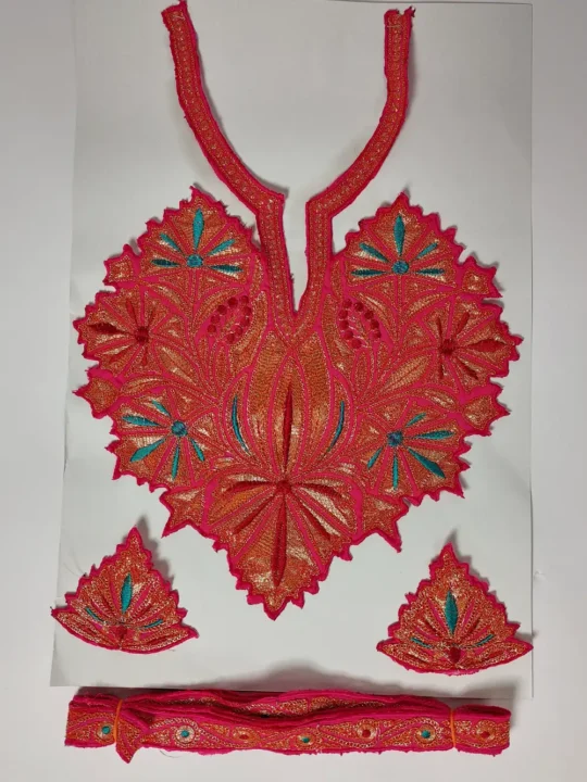 Pink Patch with Silver Tilla Embroidery with Sleeves and Lace Mehfil