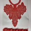 Red Nawa Patch with Silver Tilla Embroidery with Lace