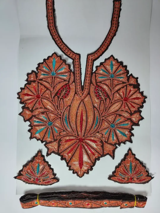 Sayah Chocolate Brown Patch with Silver Tilla Embroidery with Sleeves and Lace