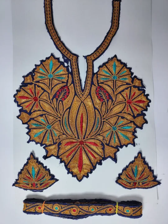 Black Patch with Golden Tilla Embroidery Khayal with Sleeves and Lace