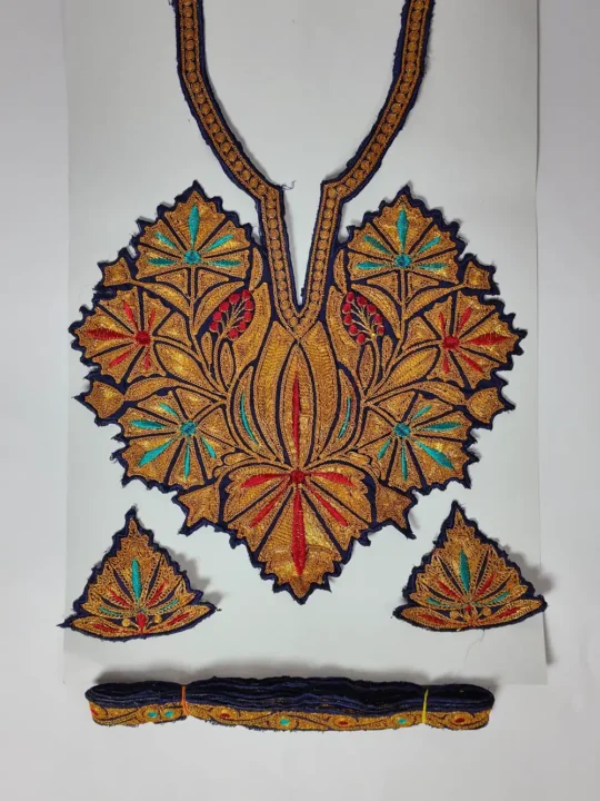 Dark Blue with Golden Tilla Embroidery with Sleeves and Lace Aetbar