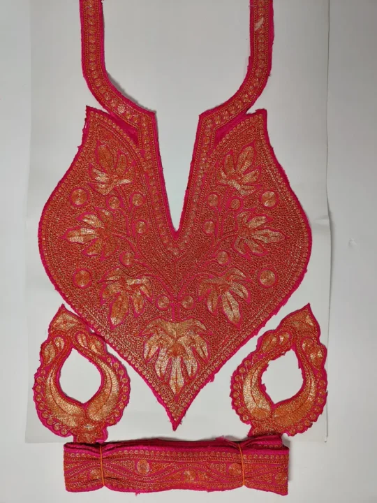 Magenta Nazakat Silver Tilla Embroidered Patch with Sleeves and Lace