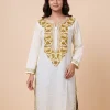 Light Yellow Summer Cool Kurta with Aari Work