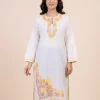White Imaan Kashmiri Summer Kurti with Beautiful Aari Naal and Daman Work