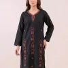 Raven Black Cotton Kurta with Sozni Handwork