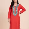 Red Ruby Cotton Aari Kurta