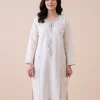 Off-White Sozni Handwork Ruby Cotton Kurta