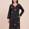 Ruby Cotton Balck Kurta with Kashmiri Sozni Handwork