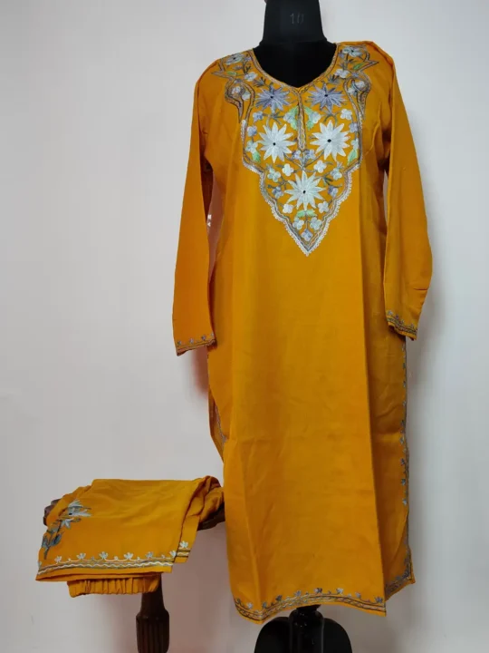 Dilkash Summer Cool Mustard Co-ord Set with Aari Embroidery