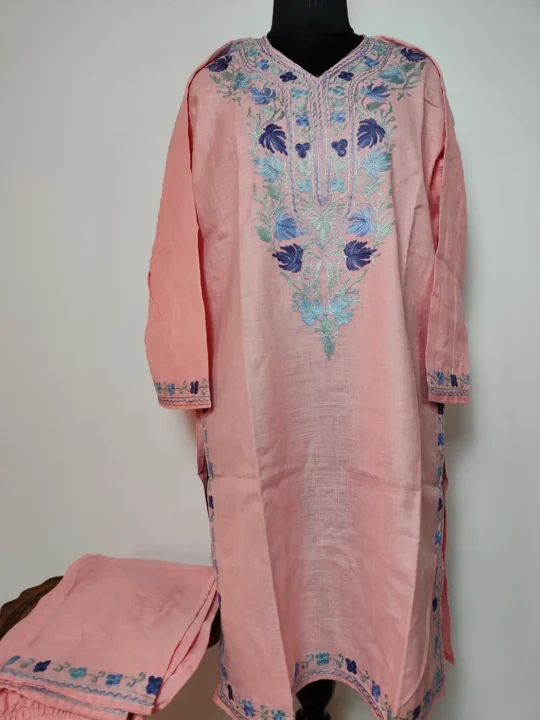 Pink Summer Cool Co-ord Set with Aari Embroidery Shaan