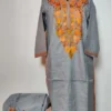 Grey Long Cotton Co-ord Set with Aari Embroidery Nazakat