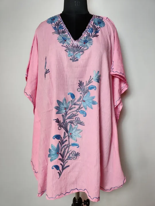 Baby Pink Cotton Kaftan with Mehak Aari Work