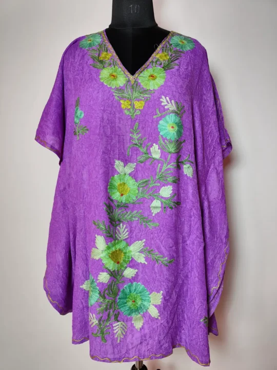 Violet Cotton Kaftan with Mehak Aari Work Afsana