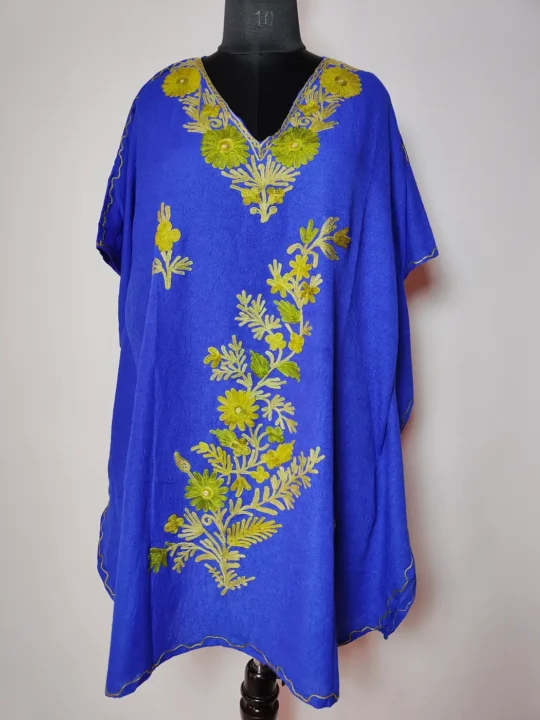 Blue Cotton Kaftan with Aari Work Nigar