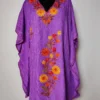 Purple Cotton Zehra Kaftan with Aari Work