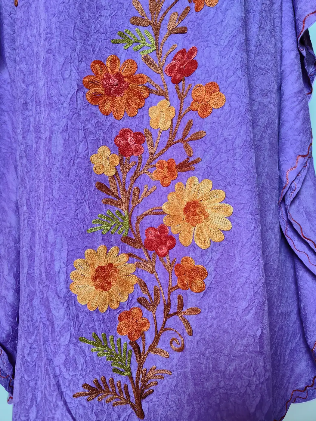 Purple Crush Cotton Zehra Kaftan with Aari Work - Image 2