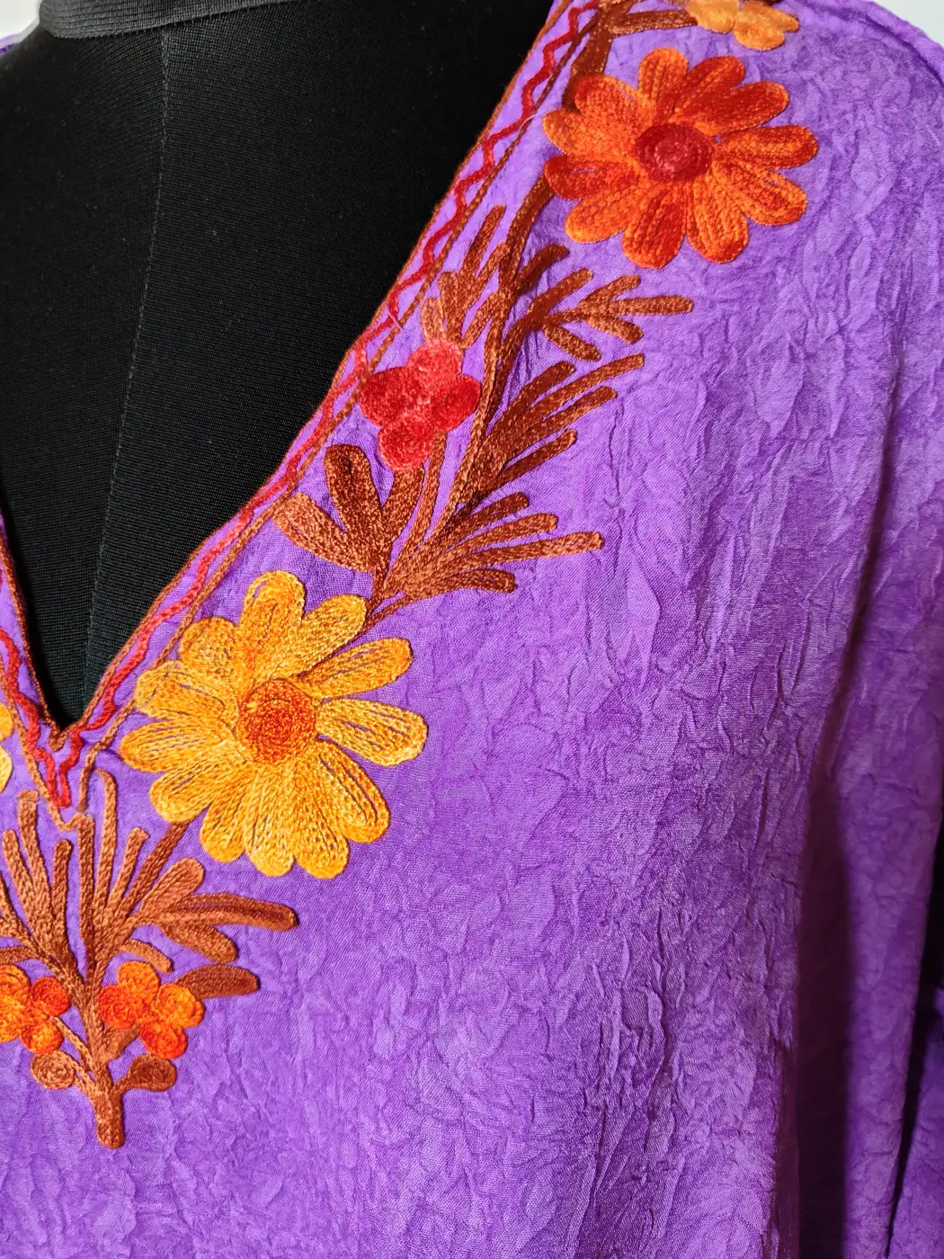 Purple Crush Cotton Zehra Kaftan with Aari Work - Image 3