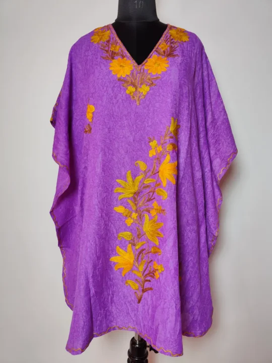 Parizad Cotton Kaftan in Purple with Aari Work