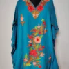 Blue Cotton Shabnam Kaftan with Aari Work