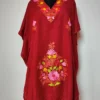 Maroon Cotton Kaftan Afsana with Aari Work