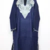 Dark Blue Naziya Raffal Wool Pheran with Hand Aari Work