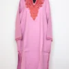 Hayat Pink Kashmiri Raffal Wool Pheran with Hand Sozni Embroidery