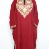 Maroon Raffal Wool Pheran With Aari Embroidery Numa